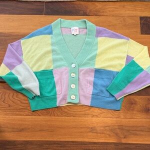 Katherine Tess women’s Color Block Cashmere Cardigan Sweater - Multicolor